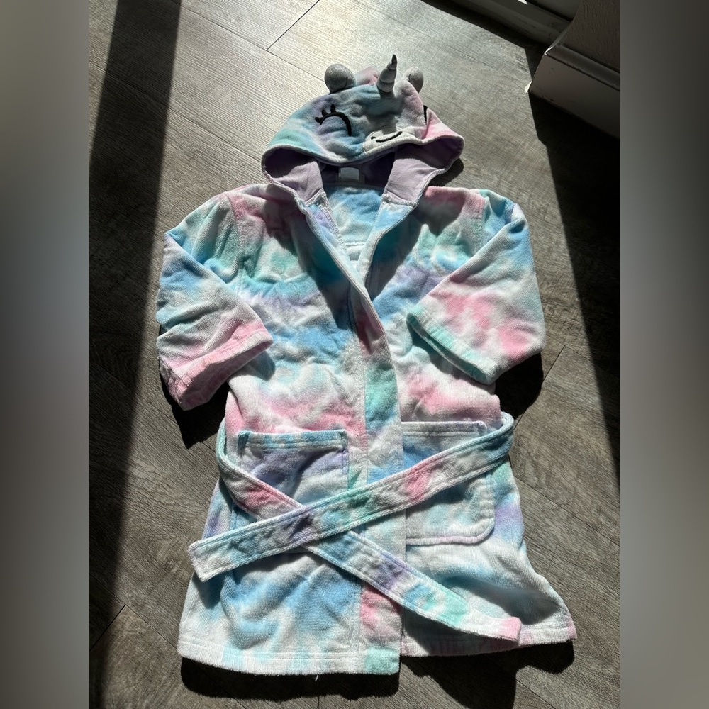 Unicorn Hooded Tie-Dye Robe